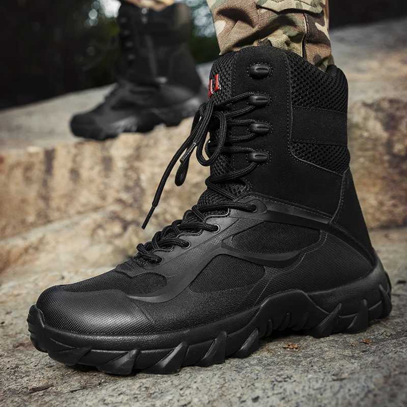 Outdoor Hiking Shoes Men Shockabsorbing Antislip Warm Hightop Boots Men Wearresistant Laceup Comfortable Combat Boots Men C251014