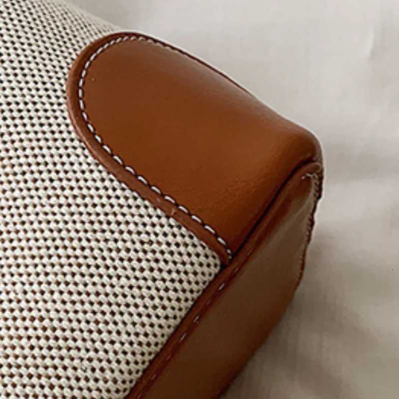 Wen Fi Canvas Bucket Handbag Color Block Casual Shoder Bag with Magnetic Snap Small Messenger Bag for Girls D251014