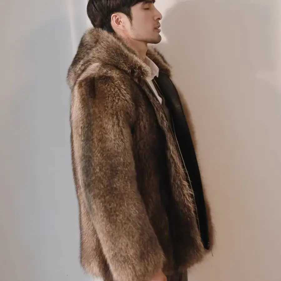 Mens Natural Fur Jacket Real Fox Fur Coats Fashion Warm Winter MidLength Full Genuine Fur Outerwear B137 W251014