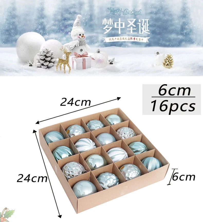 Christmas Ornaments 6CM16PCS Electroplated Plastic Painted Ball Set Tree Decorations 251013