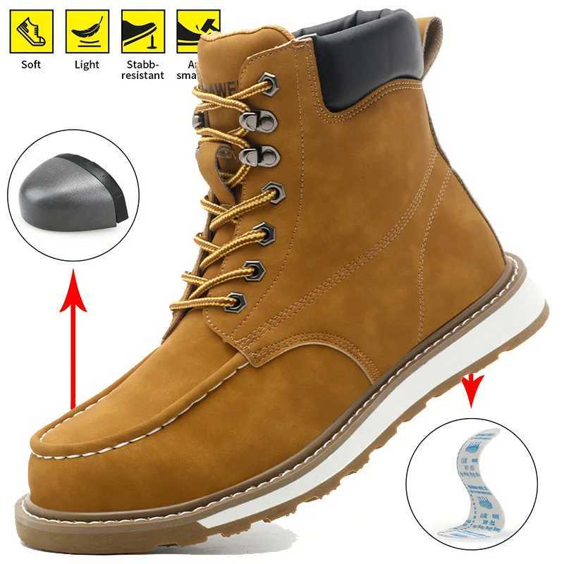 Mens Safety Shoes Anti Smashing Anti Piercing Wear Resistant Work Boot Anti Slip High Top Outdoor Factory Work Protective Shoes C251014