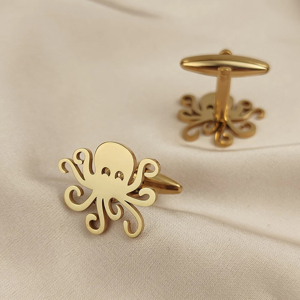 Cufflinks for Mens Stainless Steel Octopus Cuff Links Men Jewelry Accessories Personalized Ocean Animal Pattern Buttons Gift 251013 L251024