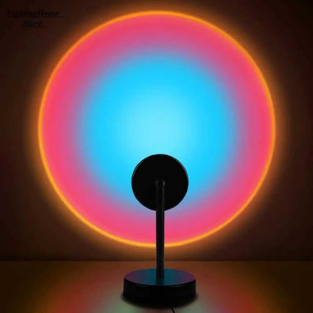 Projector Led Night Light USB Rainbow Sunset Red Sun Projection Desk Lamp for Bedroom Bar Coffee Store Wall Decoration Lighting Z251014