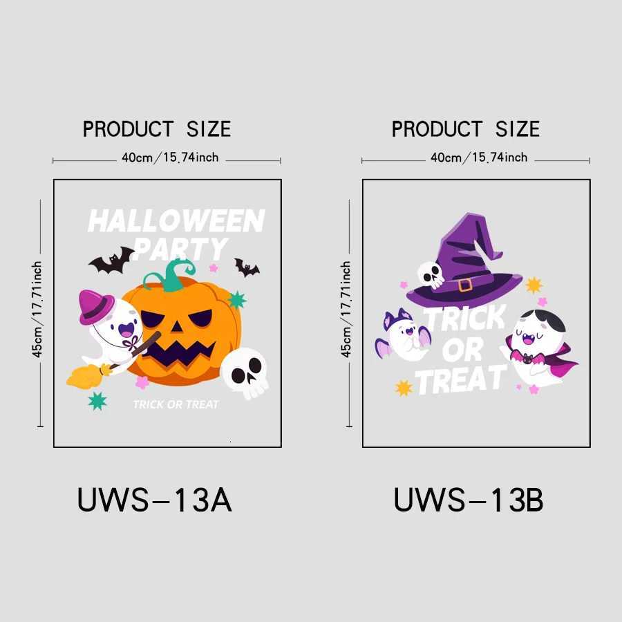 2 Sheets of 45Cm40Cm Halloween Window Stickers Pumpkin Ghost Glass Stickers Holiday Party Atmosphere Decoration Layout Electrostatic Window Flower Doo