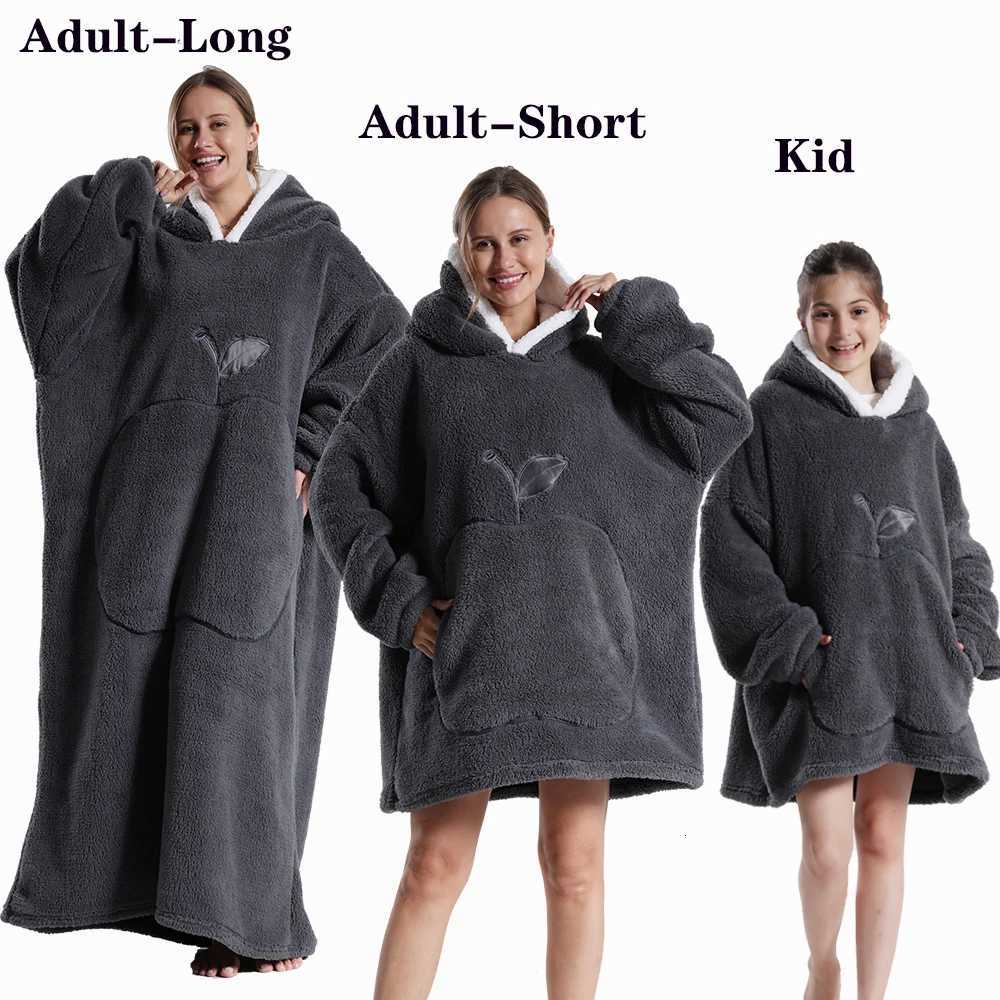 Winter Hoodies Sweatshirt Women Men Pullover Extra Long Warm Soft Fleece Giant TV Oversized Blanket with Long Flannel Sleeves Y251013