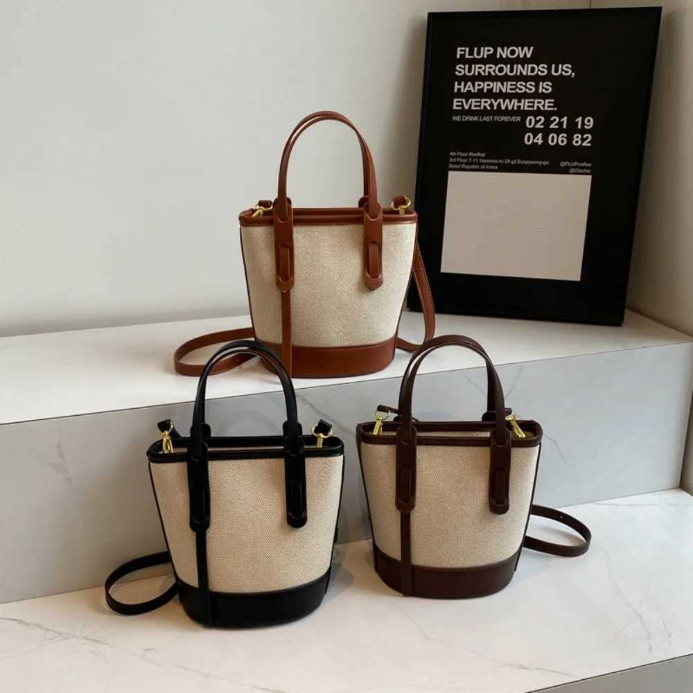 2025 Fi Versatile PU Canvas Bucket Shoder and Crossbody Bags Simple Casual Sense of Luxury Handbags for Wen D251014