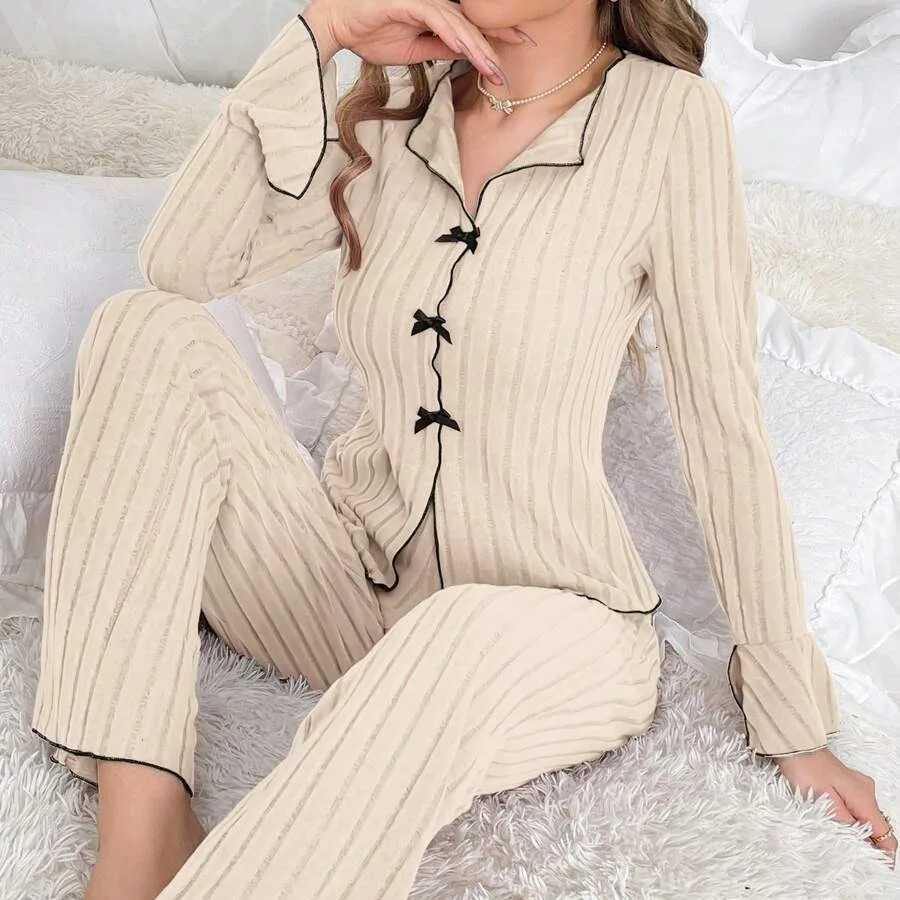 Womens Twopiece Pajamas Autumn And Winter Home Warm Casual Fashionable And Wearable Home Clothes Set For WomenT251014