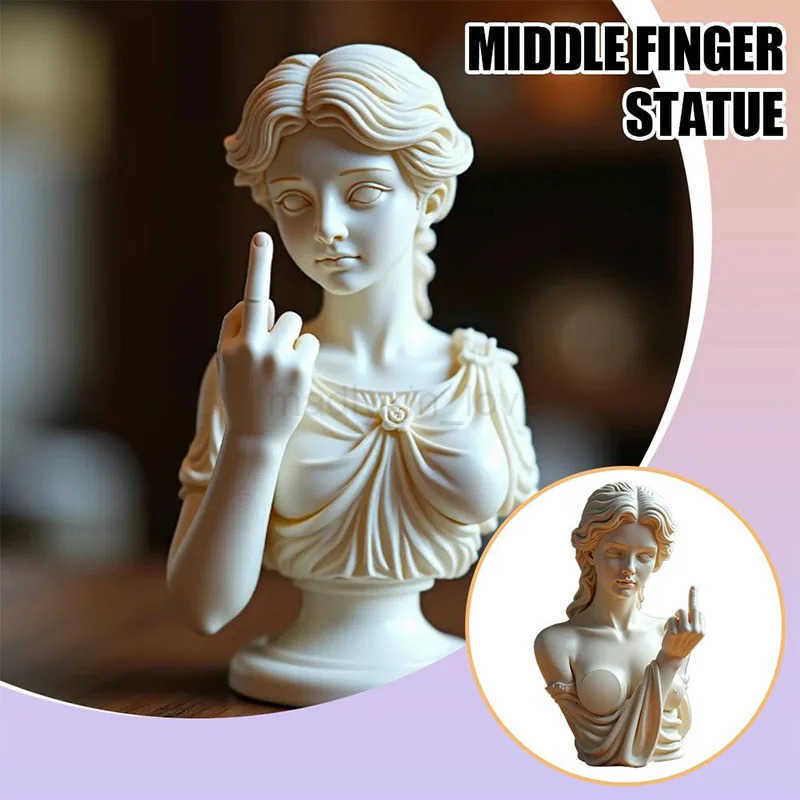 Vienna Goddess Middle Finger Funny Resin Statue Home Interior Garden Office Table Personalized Decorations Crafts Special Gifts M251014