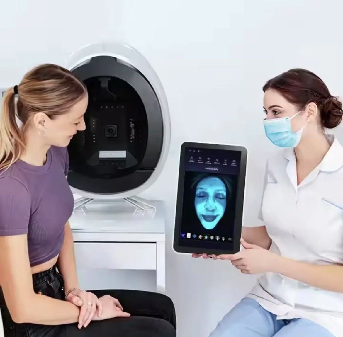 15.6 inch New 3D Facial Skin Analyzer Machine Skin Analyzer Facial Machine 8 Light Spectrum Skin Analysis Scanner