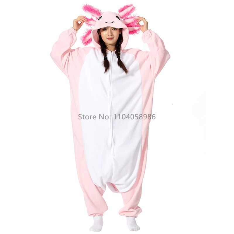 Animal Kigurumi Costume Halloween Onesie Pink Axolotl For Women Men Adult Kids Pyjamas Cartoon Pajama Cosplay Party Homewear Y251013