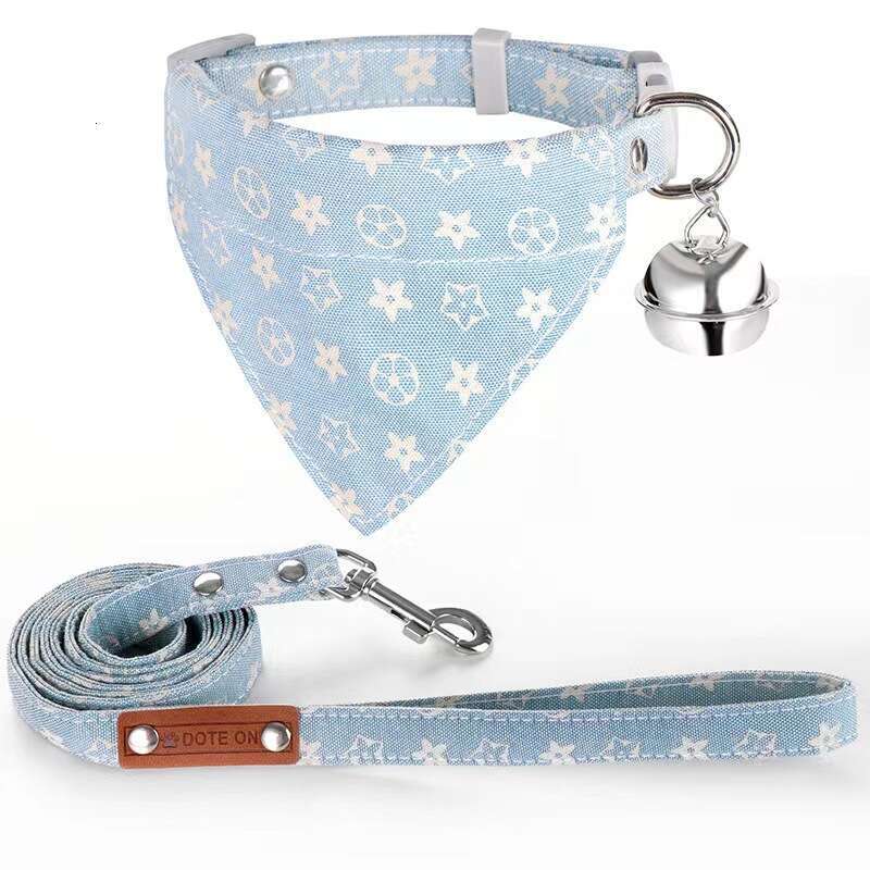 Pet collar Designer Cat Dog Leash Luxury triangular bandage Cotton polyester blend Pets travel equipment set