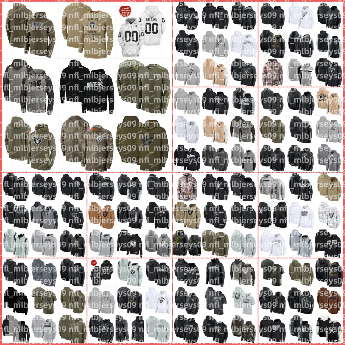 Raider 2025 Crucial Catch Sideline Standard Issue Salute to Service Therma Performance Pullover Splicing Arctic Camo Olive Football Hoodie Men Women Youth NEW