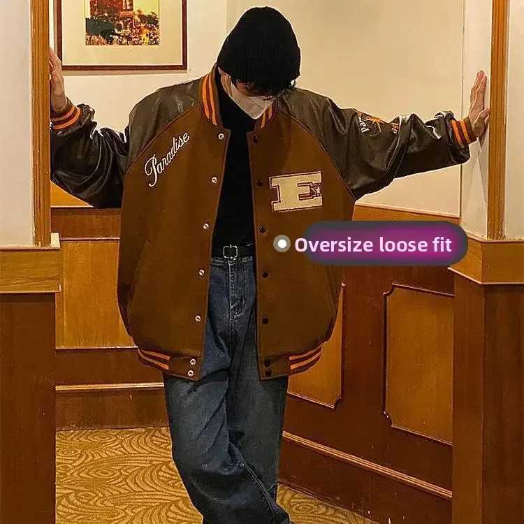 Hot Sale Of The Season Spring Autumn American Retro Patchwork Embroidery Jacket Mens Trendy Oversize Baseball Coat Loose Fit Fu J251014