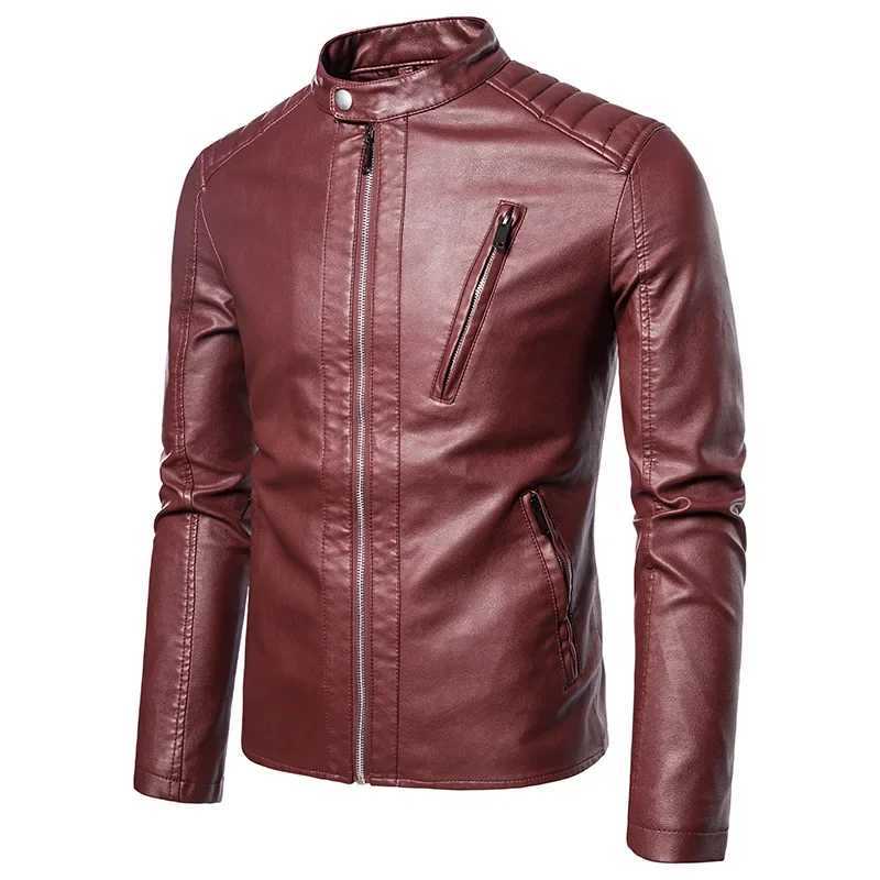 Men Stand Collar Moto LeaTHer JaCKets Slim Fit LeaTHer Coats Male Fashion Spring Autumn Casual LeaTHer JaCKets 5XL J251014