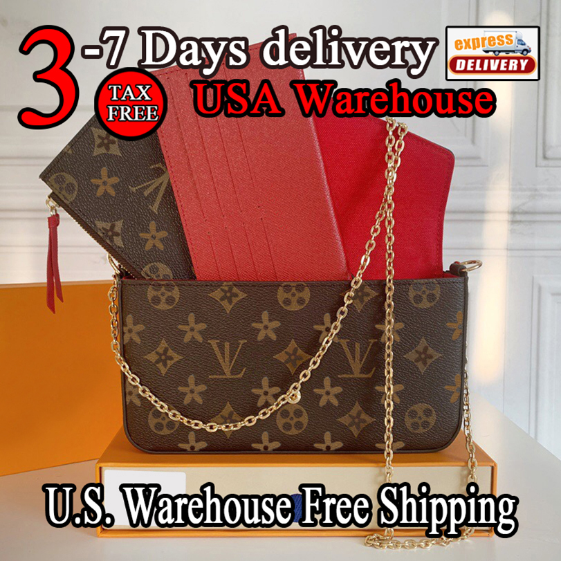 Designer Bags Fashion women's Genuine Leather Printed 3/p Set Shoulder Bag Old Flower Chain Handbag Letters Stripe Luxury Hobo Bag Crossbody bag Designer Purse