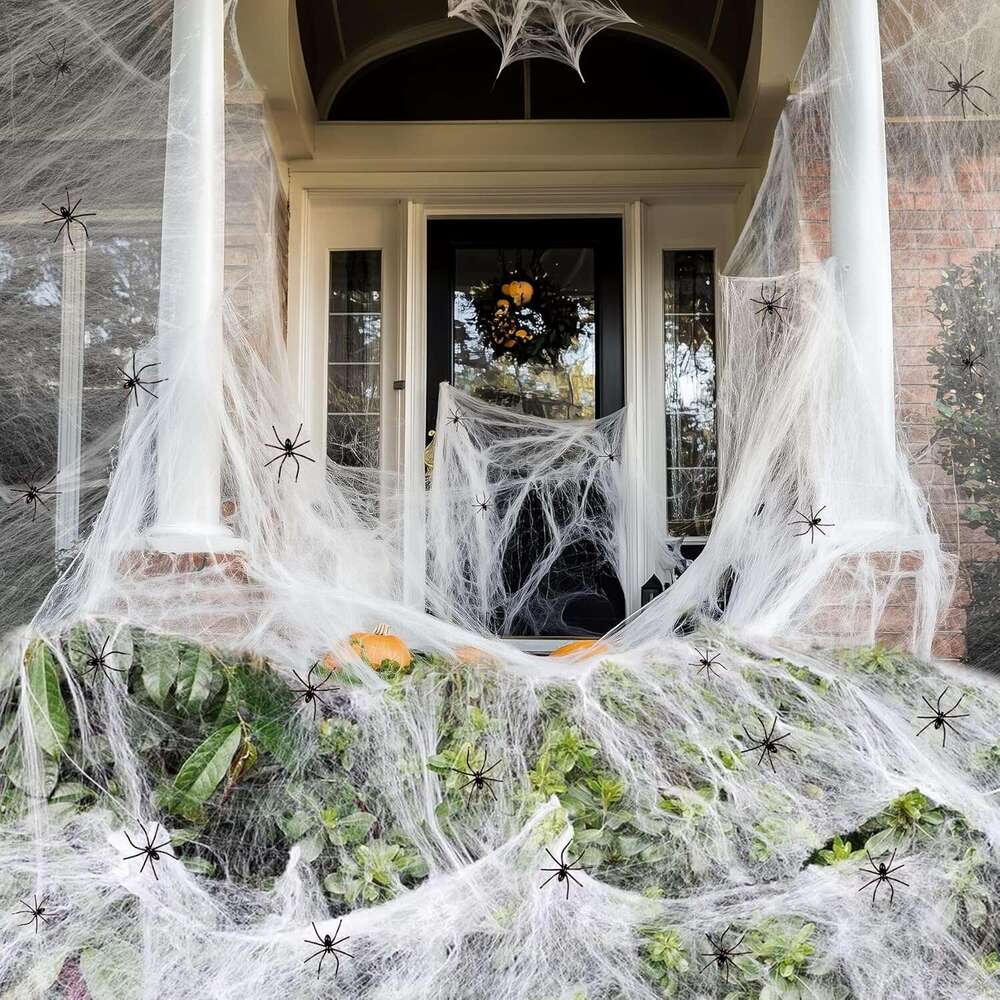 1000 sqft Spider Webs Decorations Bonus with 30 Fake Spiders, Super Stretch Cobwebs for Halloween Indoor and Outdoor Party Supplies