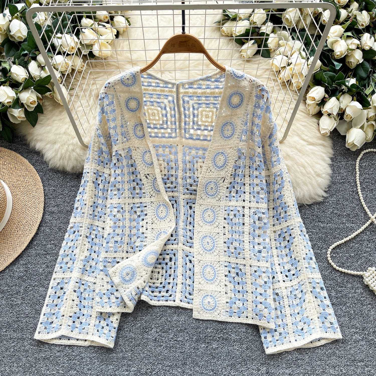 c vintage long sve print loose Knit Ele Fashion Sexy cardigan bohemian Women Blouse Women W251014