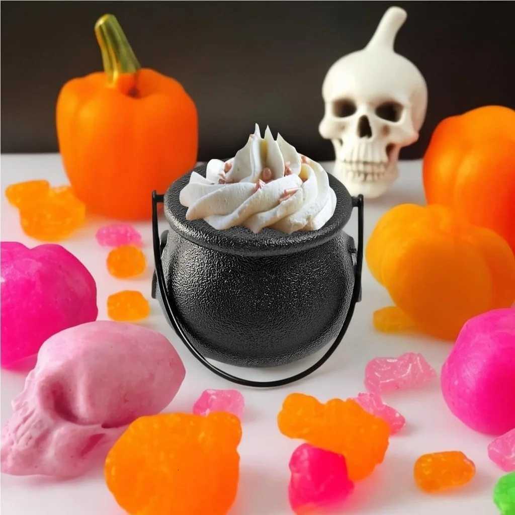 12pcs Black Cauldron with Handle Magic Witch Cauldron Kettles Halloween Pot Candy Bowl Holder for Halloween St Patricks Day C251014