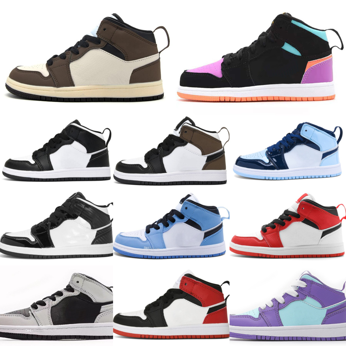 1 J1 Kids High Basketball Shoes Trainers Baby 1s Obsidian Candy Chicago TS Girls Boys BLACK WHITE DARK MOCHA Casual Shoe Bred Pine Green Outdoor Jogging Sneakers J98