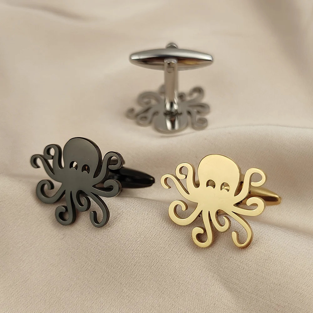 Cufflinks for Mens Stainless Steel Octopus Cuff Links Men Jewelry Accessories Personalized Ocean Animal Pattern Buttons Gift 251013 L251024