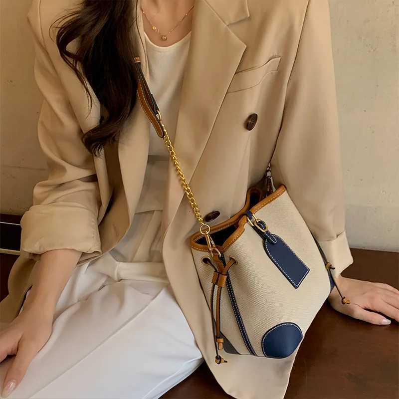 Maxdutti Fi Girl Stihing Ctrast Color Bucket Bag Messenger Bag Wen Versatile Casual Design Handbag Shoder D251014