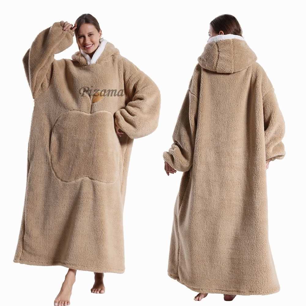 Men Women Oversized Winter Warm Hoodies Top Plus Size Clothes Extra Long Flannel Thick Pullovers Onesize Sweatshirts TV Blankets Y251013