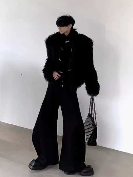 Fashion Highend Black Mink Imitation Fur Jackets Mens 2024 Winter New Short Plush Faux Fur Chic Jacket Longsleeve Cotton Coat W251014