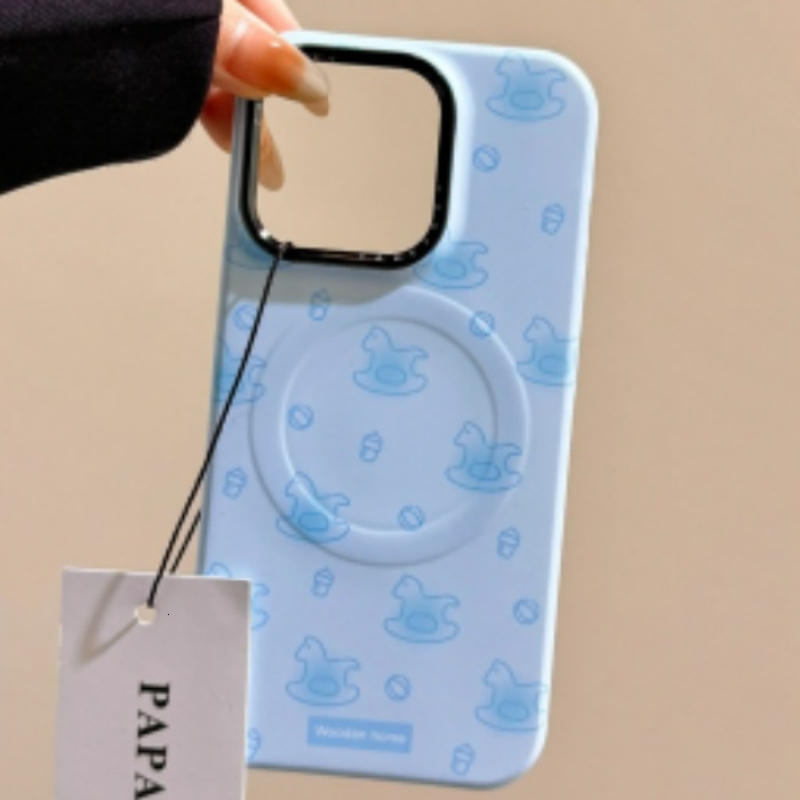 for iPhone 16 Pro Case with Yellow and Blue Background Pattern 3D Mouse Carousel Stand Leather Touch Comfortable Handcrafted Cover for iPhone