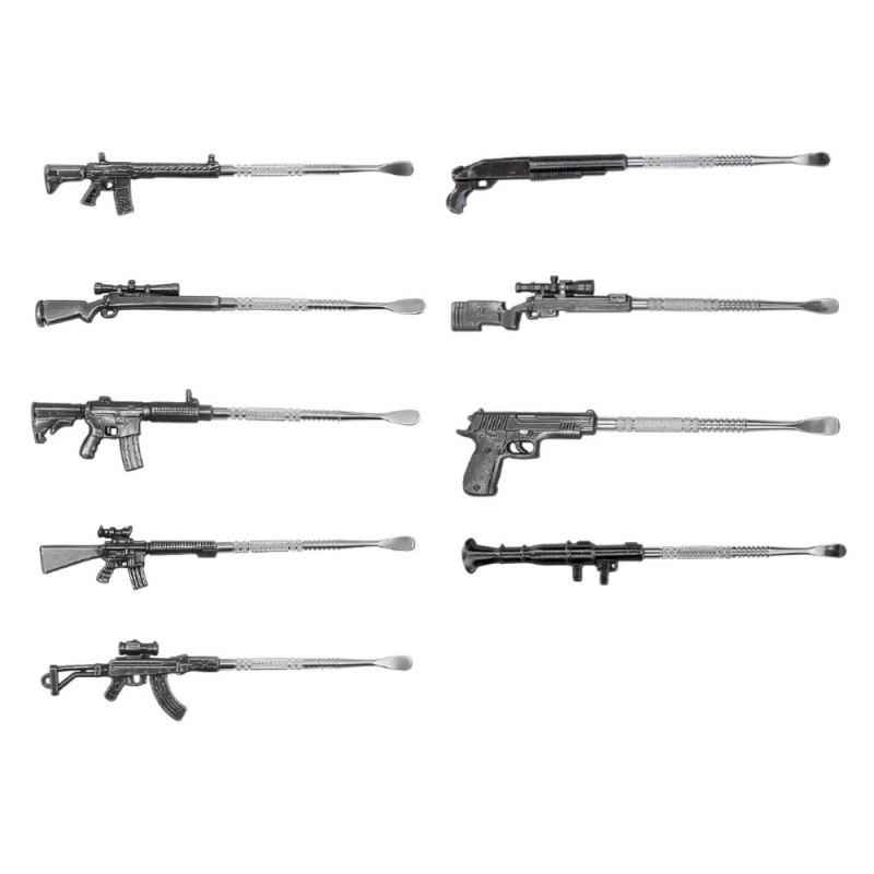 Metal Gun Style Multi-Tool for Wax Carving/Dabber/Atomizer + Jar Spoon Ear Pick 160mm