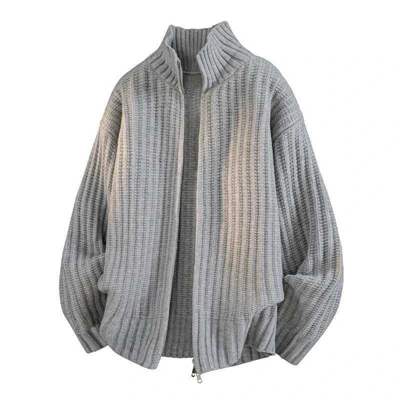 Mens Knitted Cardigan Sweater Autumn Winter Zipper Sweatercoat Men Korean Pure Color Versatile Simple Outerwear Knitwear Jaet W251014