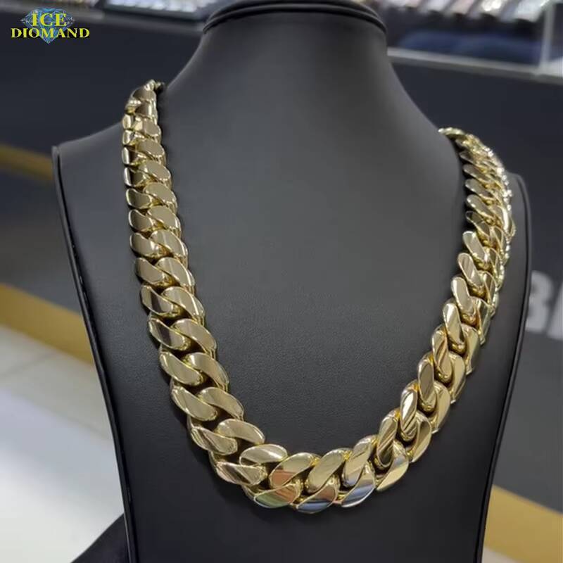 Cuban Chain Bracelet Necklaces 925 Silver 14K 18K Gold Plated 18mm Heavy Solid Miami Cuban Link Chain Hip Hop Necklace Men