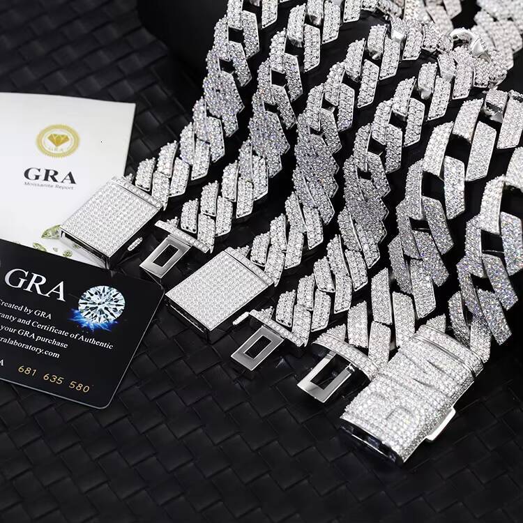 High Quality 925 Sterling Silver Cubana Hop Jewelry 6 to 15mm Width VVS Moissanite Iced Cuban Link Chain for Men