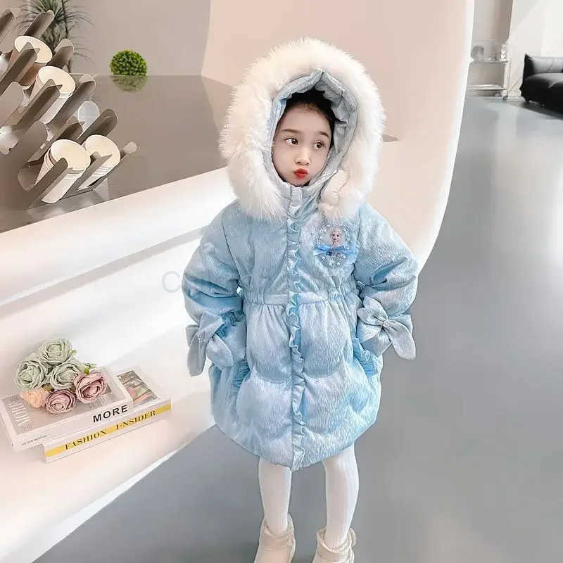 Disney New Hasbro Elsa Creative Cute Anime Movie Character Girls Thickened Down Jacket Gift Personalized Cartoon Childrens Warm Jacket H251014