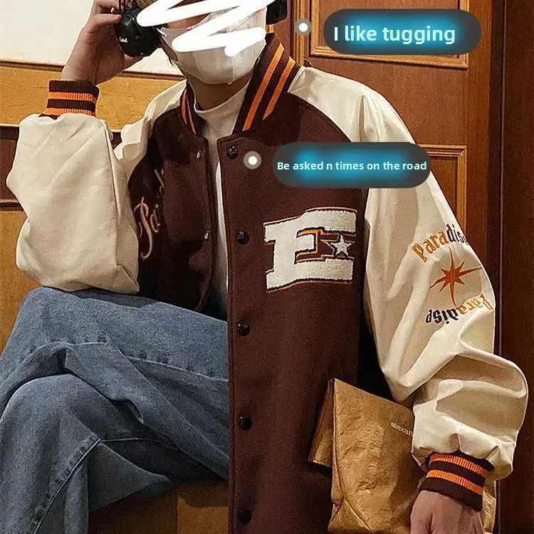 Hot Sale Of The Season Spring Autumn American Retro Patchwork Embroidery Jacket Mens Trendy Oversize Baseball Coat Loose Fit Fu J251014