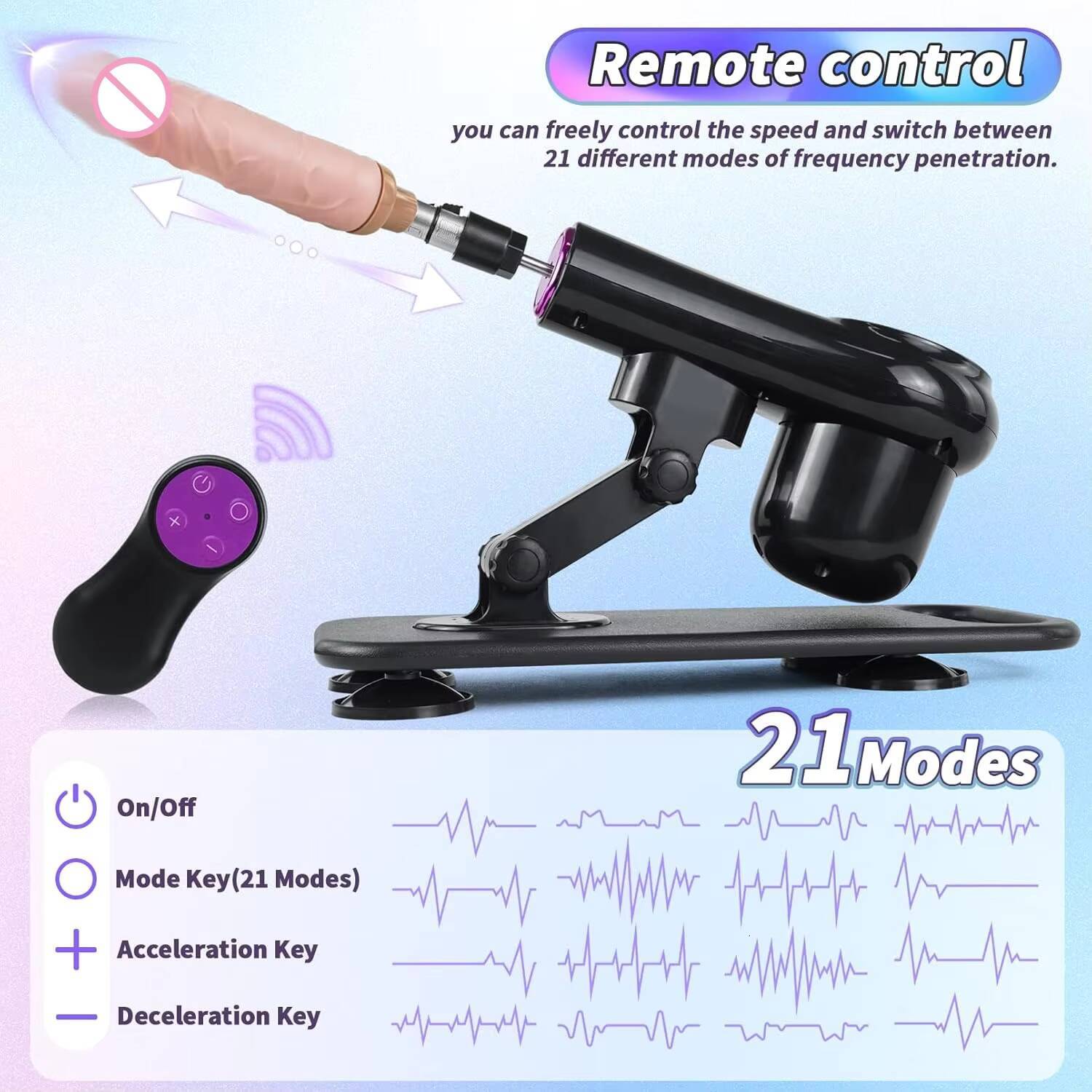 Remote Controlled Thrusting Sex Machine for Men Women Automatic Love Machine with 8 Attachments Big Black Dildo 3XLR Connector