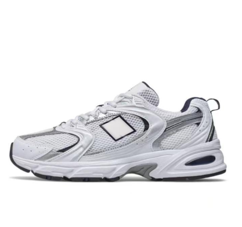 Free shipping Original New NBBalance 530 Classic Vintage Mesh Fabric Faux Leather Casual Men's and Women's Running Shoes White Silver MR530SG