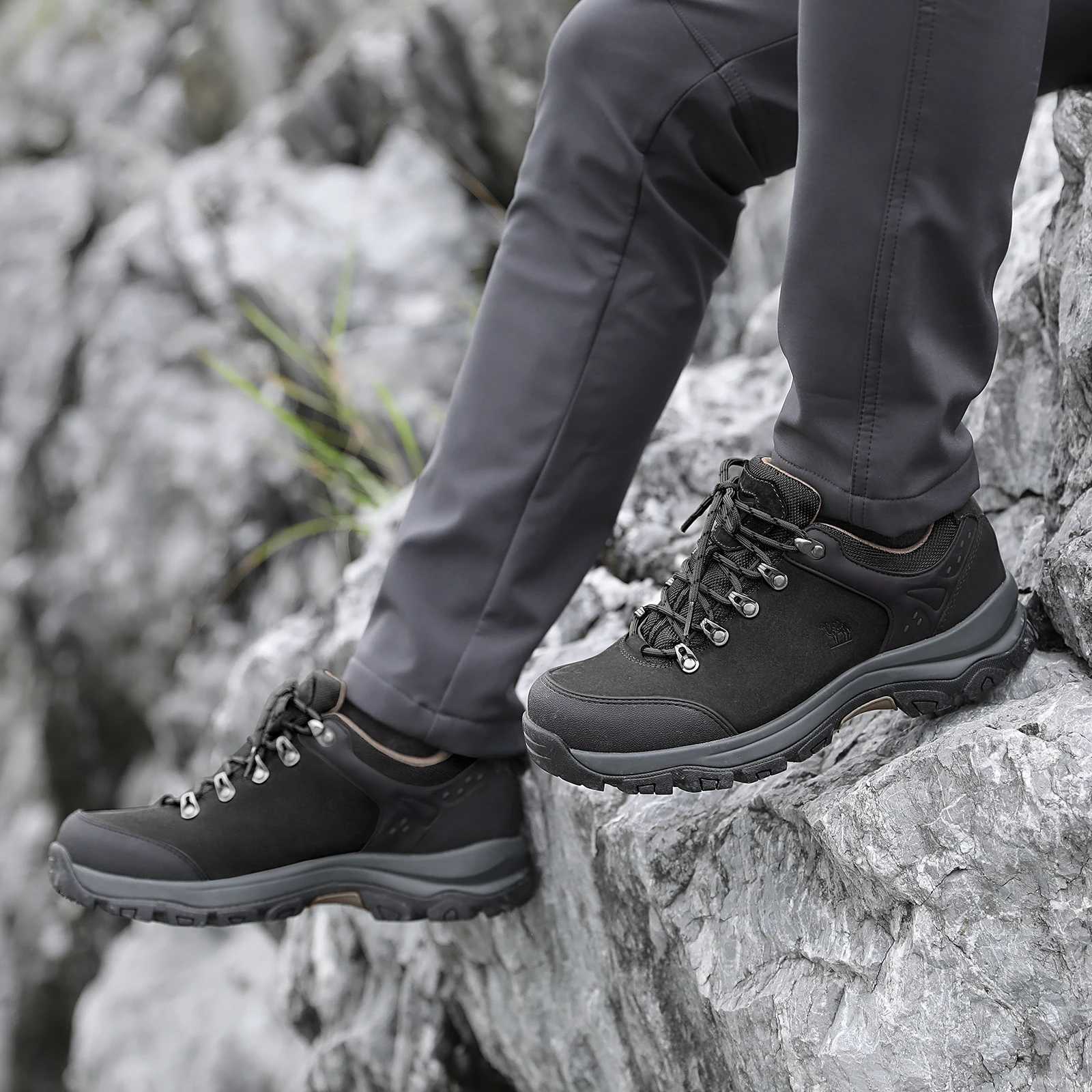 GOLDEN CAMEL Hiking Shoes for Men Waterproof Outdoor Lowtop Hiking Boots Leather Mens Trekking Shoes Walking Male Sneakers New C251014