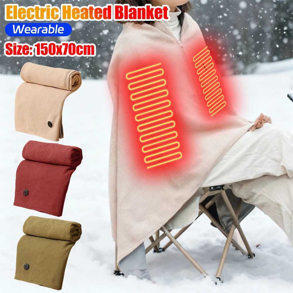 USB Heated Blanket Shawl with 3 Heating Levels USB Electric Heated Blanket Wearable Warmer Blanket for Home Office Warm Blanket Y251014