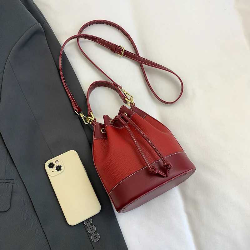 Trendy Versatile Wens PU Leather Bucket Bag Fi Single Shoder Crossbody Bag Simple Casual Cmuting Storage Bags D251014