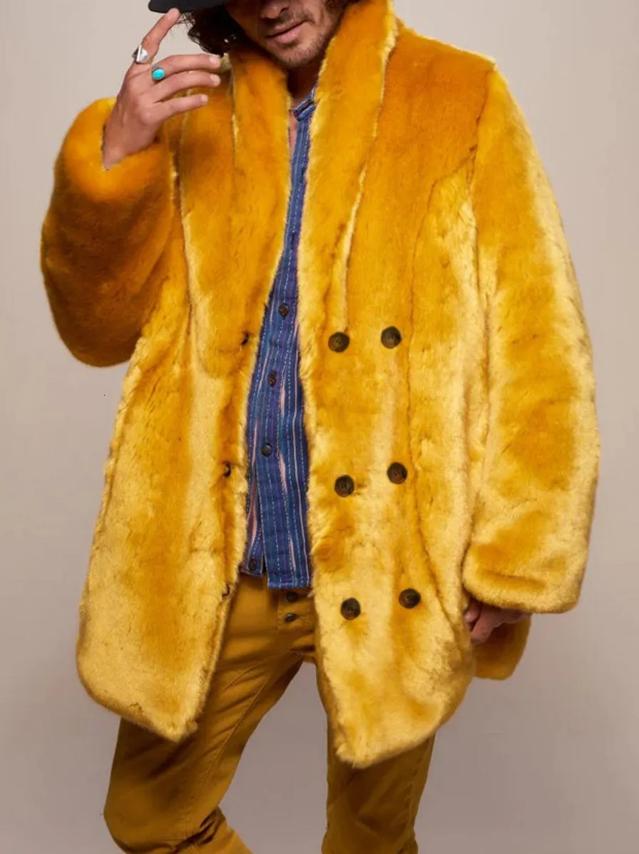 Kegular Size And Plus Size Mens Faux Fur Coat Gold Mink Fur Personality Stylish And Comfortable Faux Mink Fur Coat Men 251011