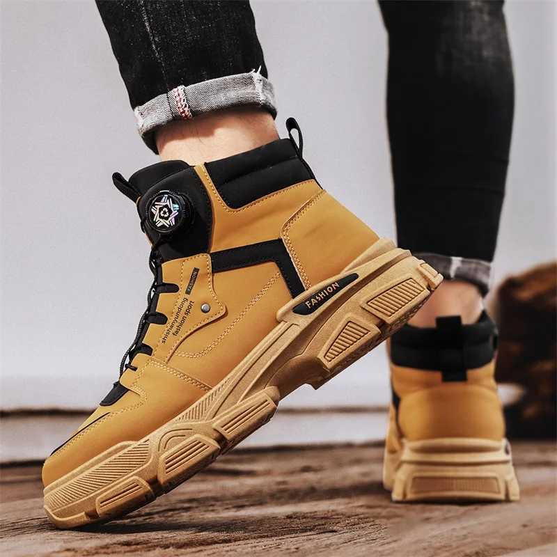 Fashion Black Mens Motorcycle Boots Casual Platform Work Boots Man Outdoor Street Biker Shoes Men Leather Ankle Boots for Men C251014