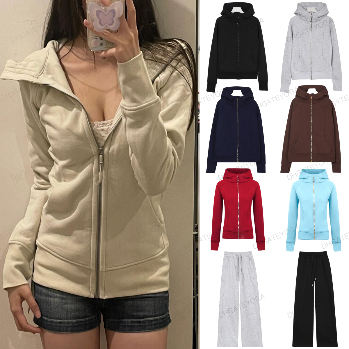 2025 Quality Yoga jacket Scuba Hoodie Jacket Designer Sweater Workout designer Sport Coat sets Sweatshirt gym set shirt luluity lemonion Set