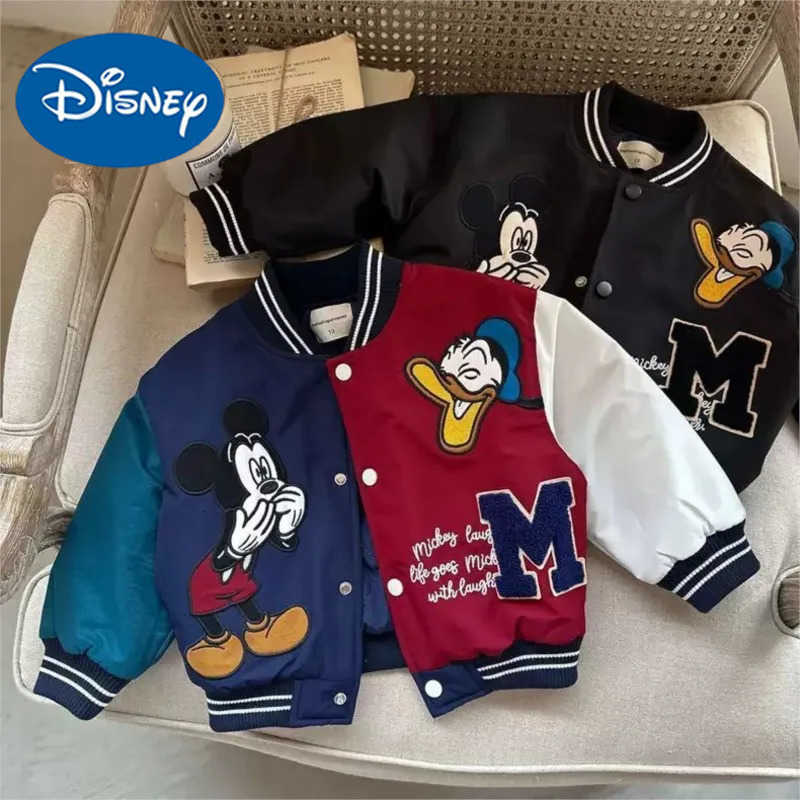 Disney Mickey print Children Cartoon Jacket Autumn Winter Kids Boys Girls Quilted Coat Warm Baseball Clothes Toddler Fashion Outerwears H251014