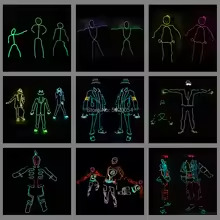 12 Design Flexible EL Wire Glowing Costume Dance DJ Neon Led Luminous Clothing Light Up Costume For Stage Show