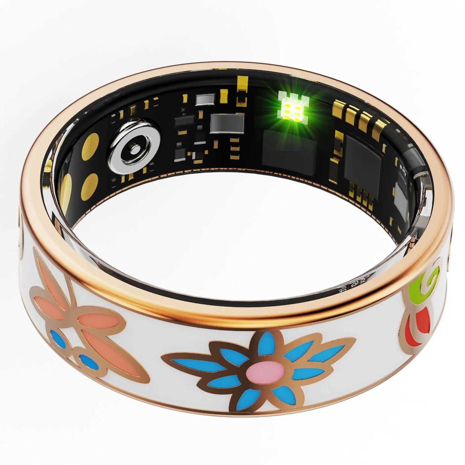 Enamel Smart Ring Rate Blood Pressure Health Monitoring Outdoor Sport Fitness Tracker Waterproof Bracelet Rings Y251014