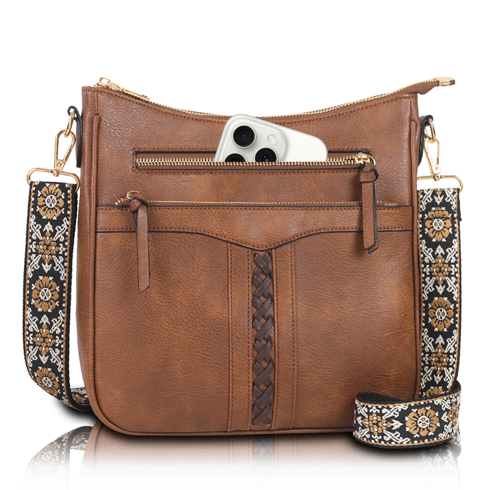 Stylish vintage women's crossbody bag Large-capacity leather woven shoulder bag Features Bohemian-style shoulder strap Perfect for commuting