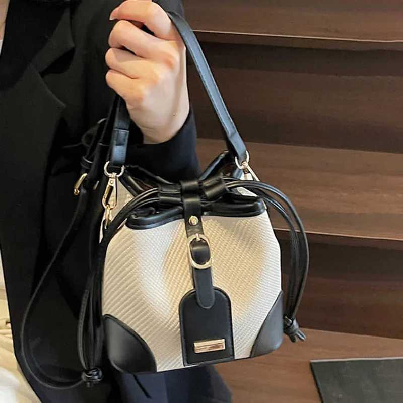 Wen Ctrast Color Handle Bucket Bag Summer Versatile Crossbody Bags Korean Style Daily Cmuting Shoder Purse D251014