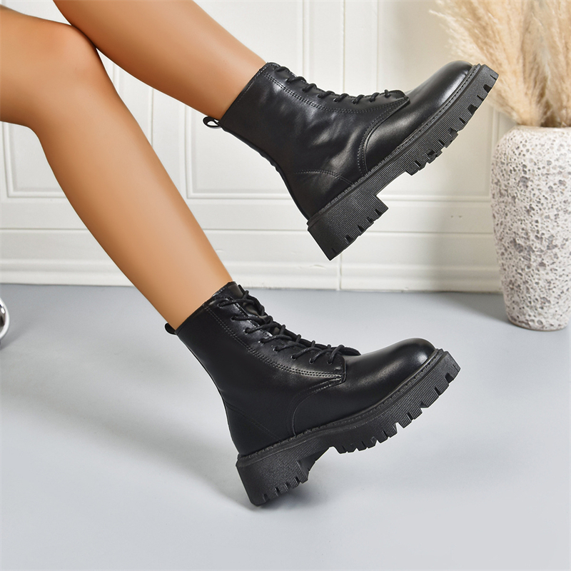 Free shipping designer shoes hot sales light luxury autumn and winter new style thick soled fashionable simple versatile Martin boots