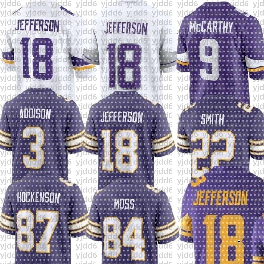 Justin Jefferson 9 McCarthy Harrison Smith Chandler Blake Cashman Camryn Bynum Harrison Phillips Josh Metellus Johnny Mundt Will Reichard Football Vikings Jersey