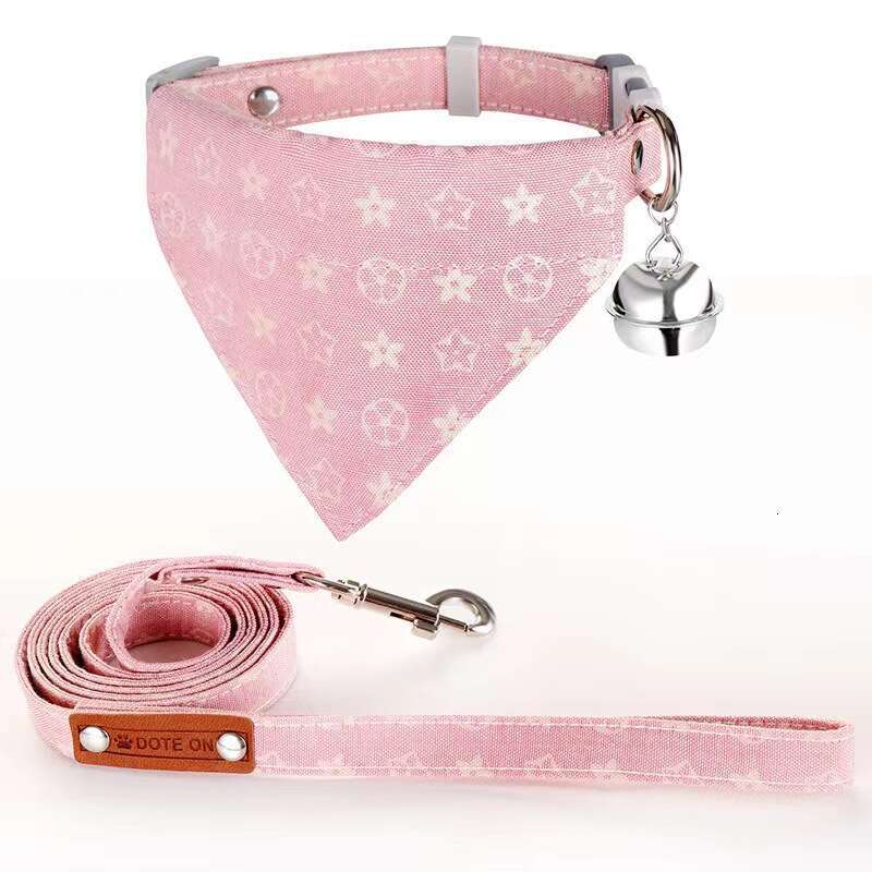 Pet collar Designer Cat Dog Leash Luxury triangular bandage Cotton polyester blend Pets travel equipment set